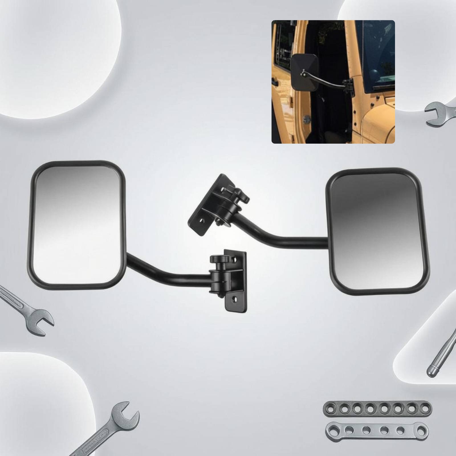 Glass Door Hinge - กระจกมองข้างแบบปรับได้สำหรับรถออฟโรด อุปกรณ์เสริมรถยนต์ มุมมองกว้าง เหมาะสำหรับรถขับเคลื่อน 4 ล้อ