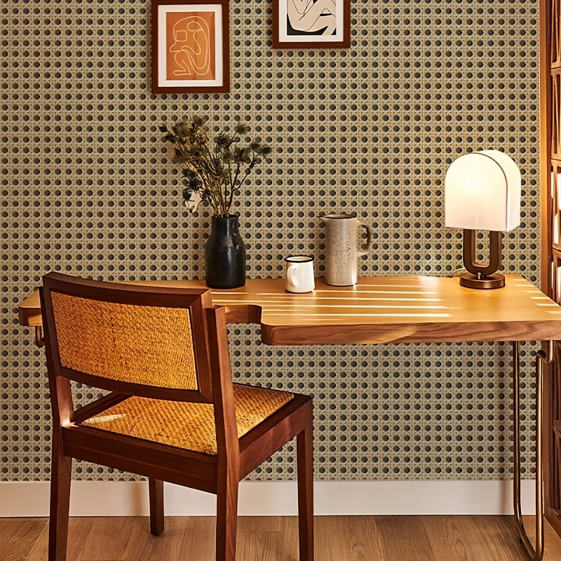 Pvc Panel Background - 45 ซม.Retro หวายรูปแบบ Self-Adhesive ห้องนอนไม้สติกเกอร์ Peel