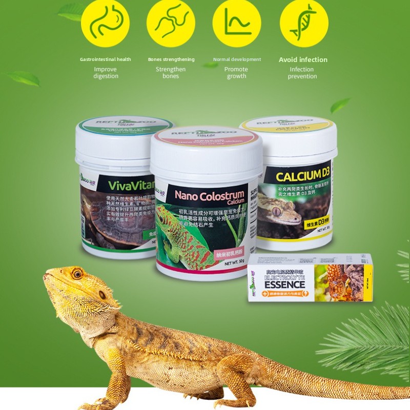 Calcium Powder Reptile - Reptizoo สัตว์เลื้อยคลานแคลเซียมผง D3-Essential วิตามินอาหารเสริมสําหรับเต่า,Bearded Dragons &